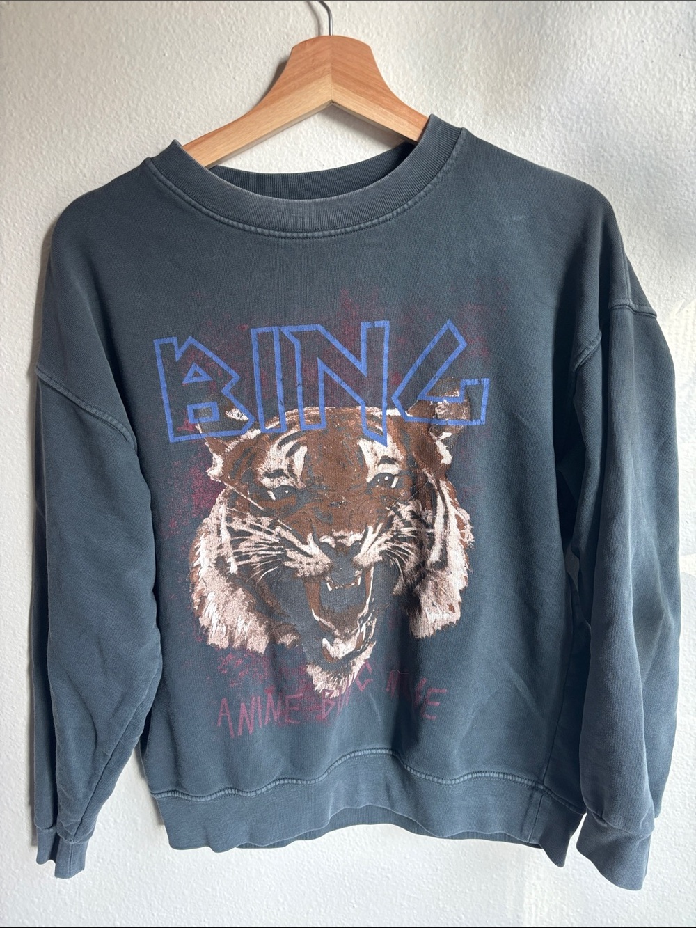 ANINE BING Tiger Crew Sweatshirt Small S